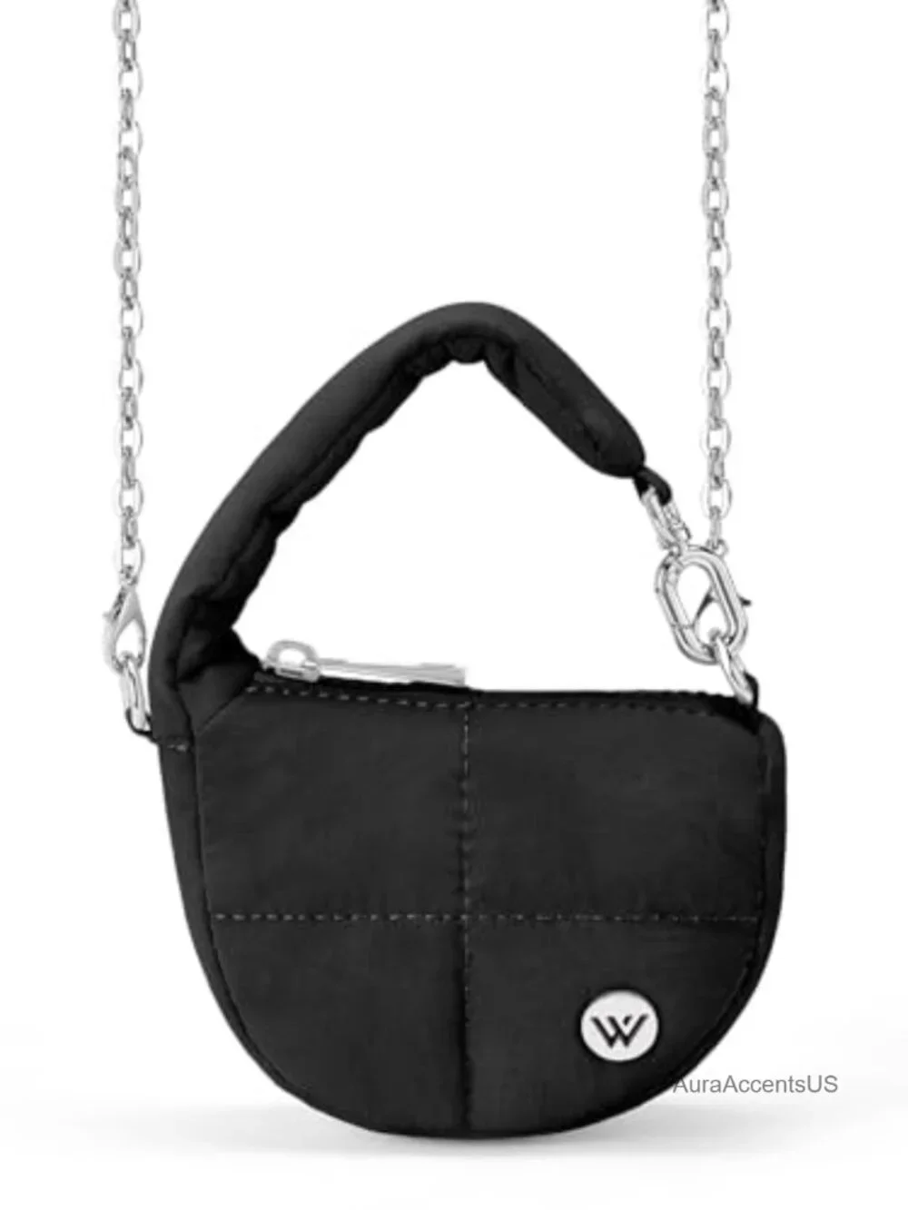 Super Mini Coin Pouch Nylon Quilted Wristlet Keychain Bag